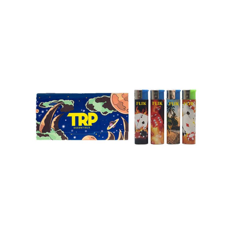 Trp Essentials Rolling Paper Booklet & Filter (1pc) & Flik Non-Refilable Smart Lighters | Assorted (1pc) Combo