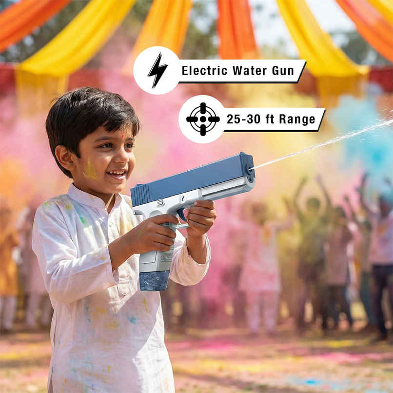 Electric Holi Water Toy Pistol Gun | Rechargeable | Pressure Mechanism | 30+ ft | Blue | Toyshine Electric Holi Water Toy Pistol Gun | Rechargeable | Pressure Mechanism | 30+ ft | Blue | Toyshine