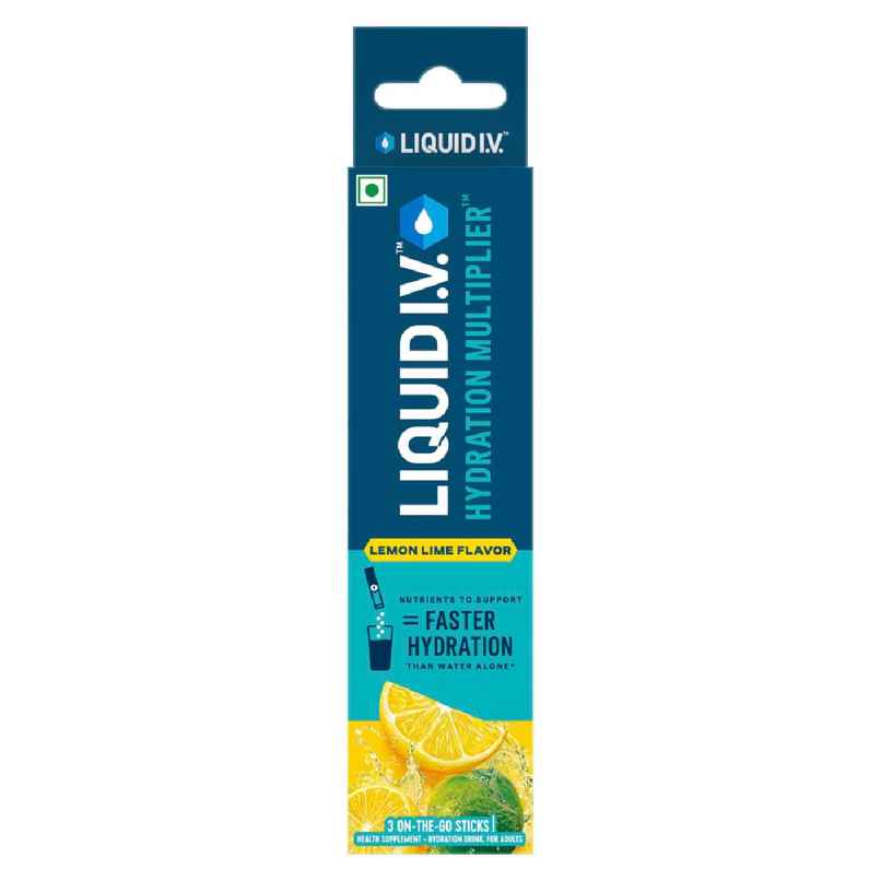 Liquid I.V.Hydration Multiplier - Lemon Lime|3 Sticks - 1.5 Ltrs| Hydration Drink Mix Liquid I.V.Hydration Multiplier - Lemon Lime|3 Sticks - 1.5 Ltrs| Hydration Drink Mix