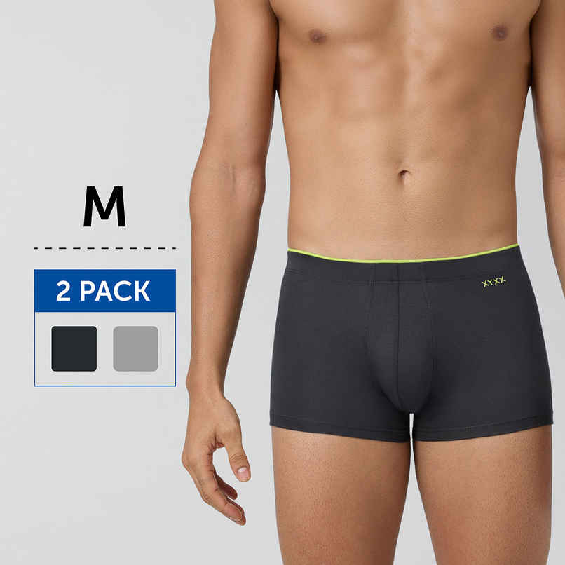 XYXX Men's Uno Modal Solid Trunks Pack of 2, Coral Grey & Heather Grey | M