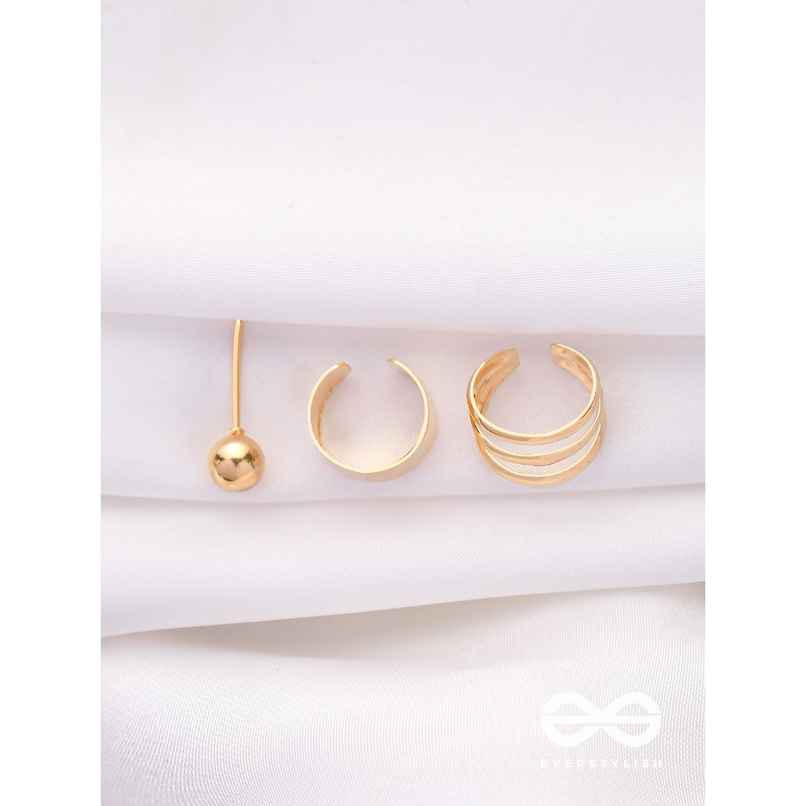 Everstylish The Perfect Trio - Two Earcuff & One Stud | One Ear | Gold