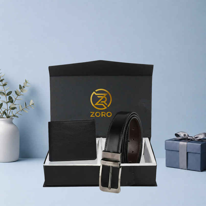ZORO Men's Vegan Leather Belt & Wallet Combo | Fits up to 40 Waist ZORO Men's Vegan Leather Belt & Wallet Combo | Fits up to 40 Waist