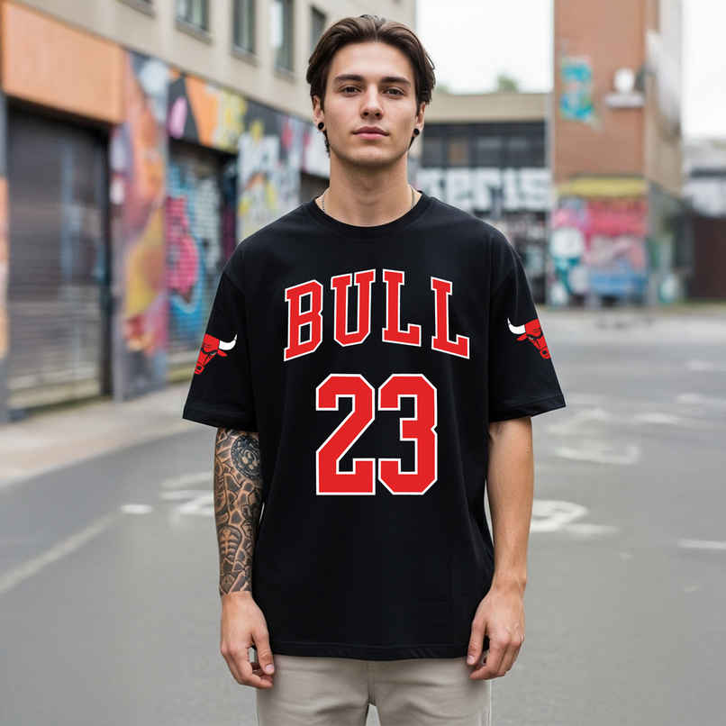 BENNY BROOKS Men's Round Neck half sleeve Oversized T-shirt |AA(ARN)BLACK79 | Black - M