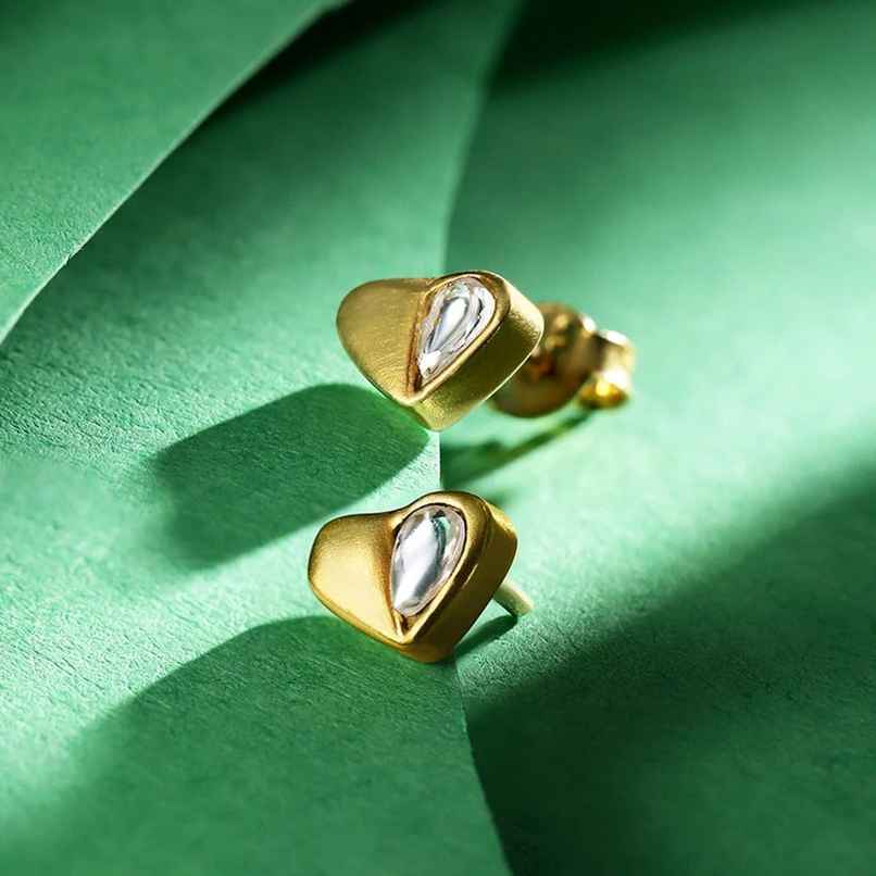 Unniyarcha 92.5 Silver Kundan Heart Earrings Unniyarcha 92.5 Silver Kundan Heart Earrings