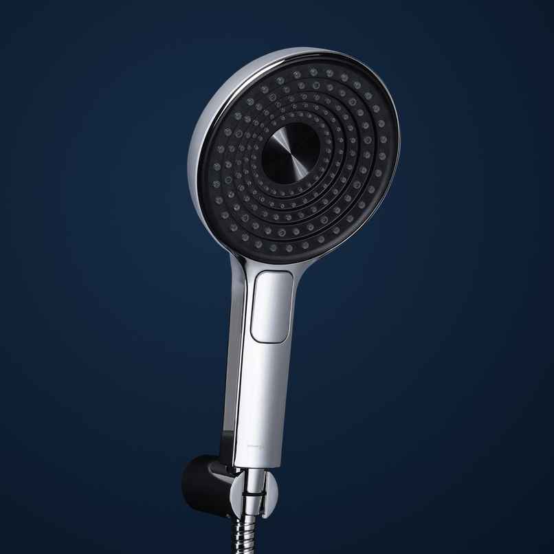 Hindware 3 mode Hand Shower | 1.5 Meter Flexible Steel Hose pipe & wall Hook | Wide Head
