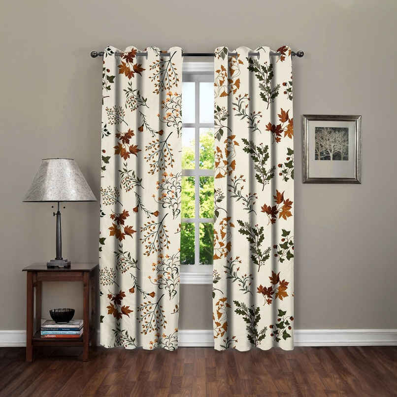 BAY6 Microfiber Cotton Door Curtains - Set of 2 - (7x4 ft) - Cream