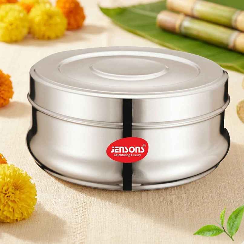 Jensons Stainless Steel Belly Shape Poori Dabba 7 Inch Jensons Stainless Steel Belly Shape Poori Dabba 7 Inch