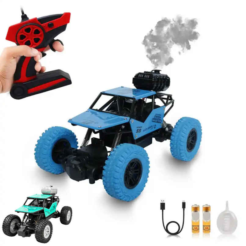 Fablue Remote Control Rock Master Car Toy For Kids - Smoke Effect Rock Crawler Car Toy | Blue