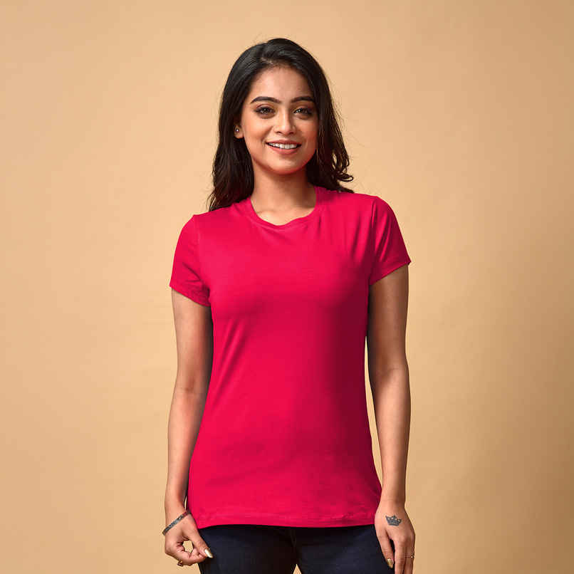 Lyra Women's T-shirt Round Neck Half Sleeve | Fuchsia - L Lyra Women's T-shirt Round Neck Half Sleeve | Fuchsia - L