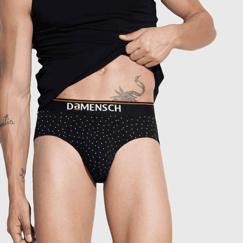 DaMENSCH Men's Premium Cotton Briefs | Black - L