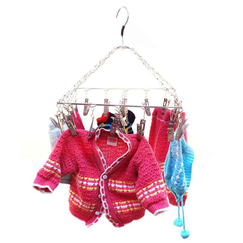 TNC Silver Stainless Steel 25 Clips Jhummer Cloth Dryer