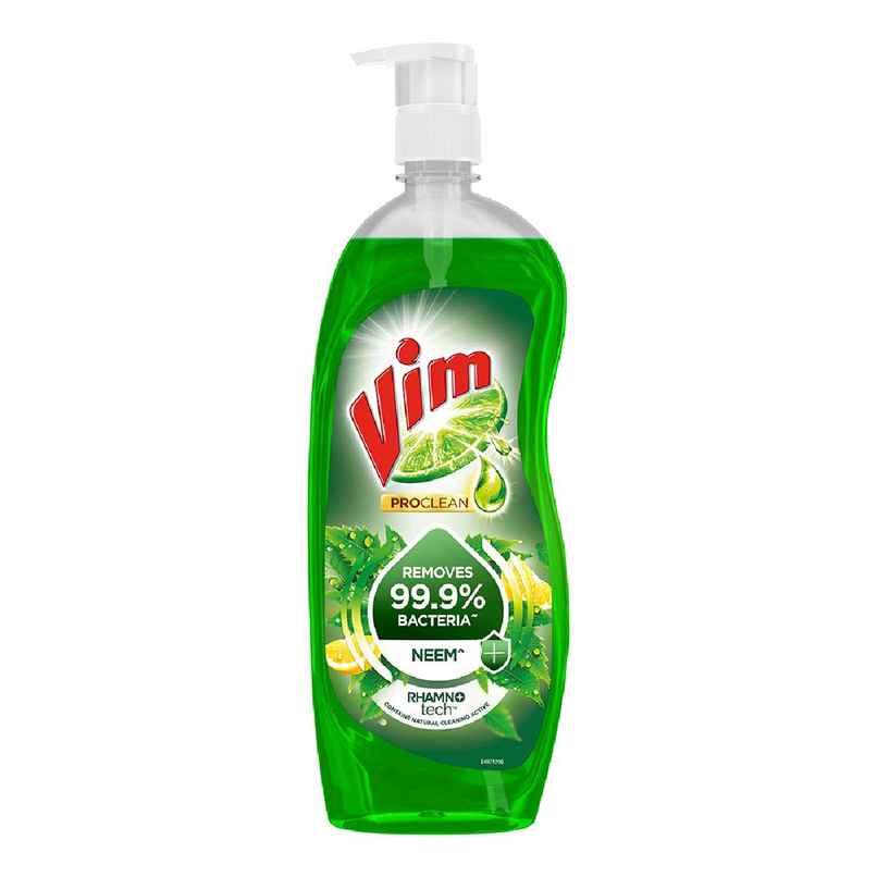 Vim ProClean Dishwash Liquid Gel with Neem powered by RhamnoTech, Removes 99.9% Bacteria, Removes Tough Grease and Odours
