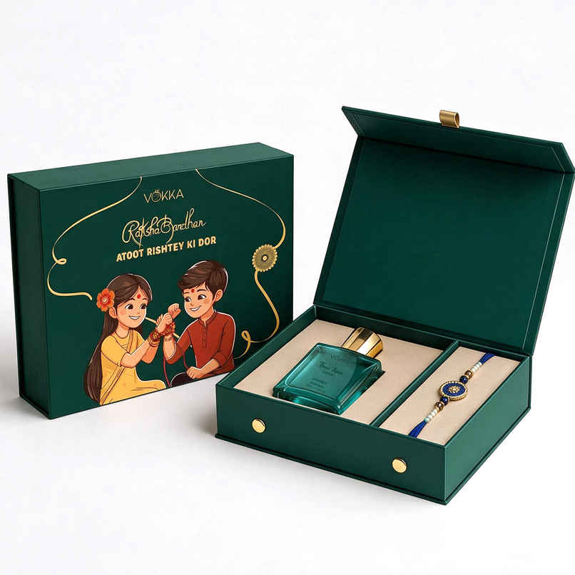 Vokka Raksha Bandhan Gift Set | Thai Aqua Perfume & Premium Rakhi for Brother Vokka Raksha Bandhan Gift Set | Thai Aqua Perfume & Premium Rakhi for Brother