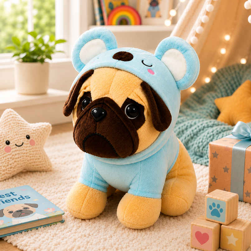 ZooWee Cute Blue Pug with Koala Hoodie Plush 30 cm ZooWee Cute Blue Pug with Koala Hoodie Plush 30 cm
