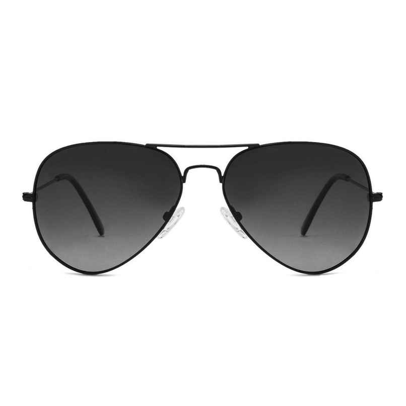 Vincent Chase By Lenskart Unisex Solid Metal Aviator Sunglasses | Black - M