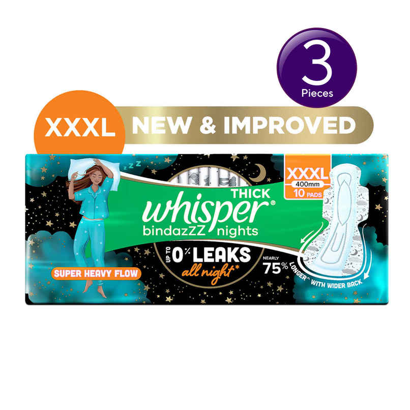 Whisper Bindazzz Nights Sanitary Pads | XXXL | 10 pcs Combo  