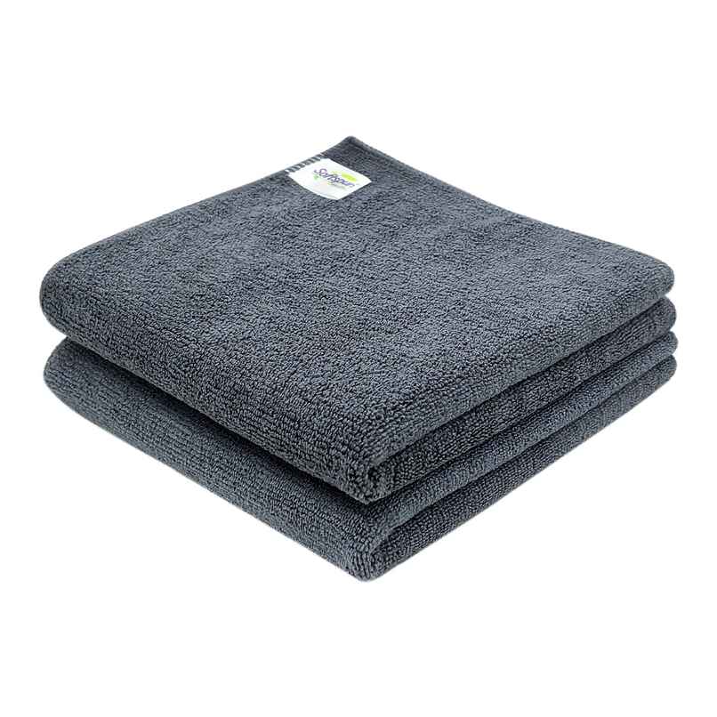 Softspun Microfiber Cleaning Cloths (340 GSM, 40x40cm, 2pc, Grey)