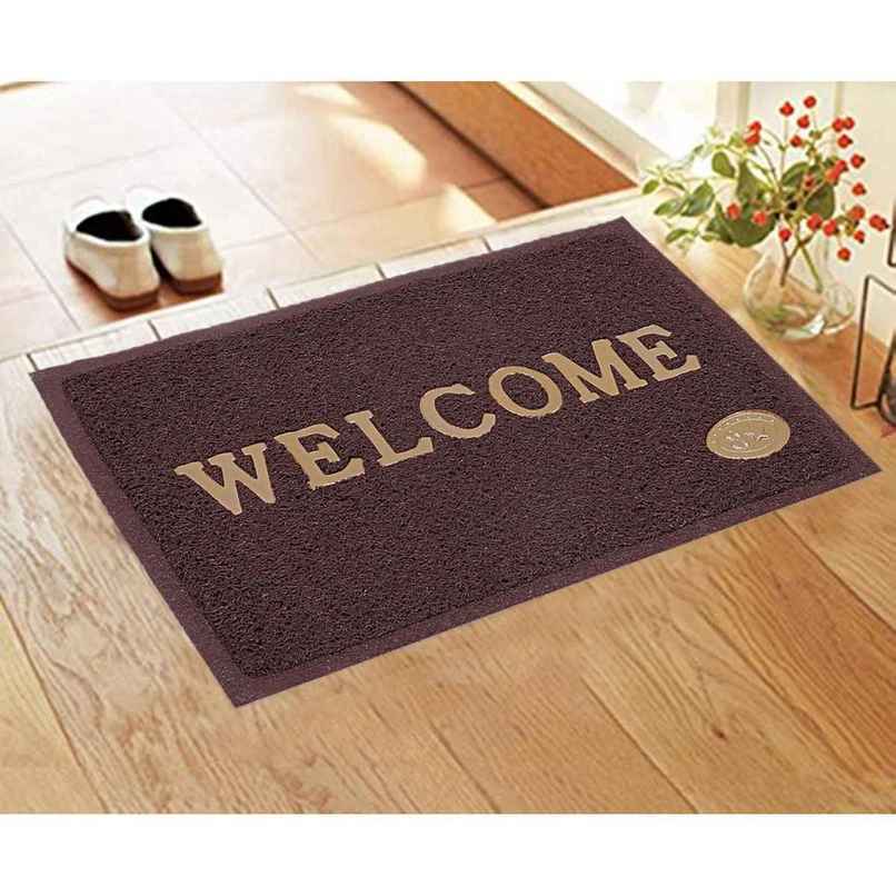 Kuber Industries PVC Large Rectangle Anti Skid & Water Proof Welcome Door Mat (Brown)