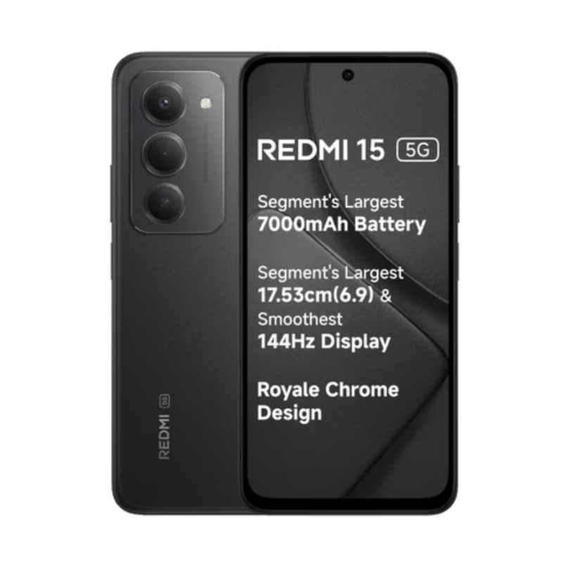 Redmi 15 5G Smartphone | 6GB RAM | 128GB Storage | 6.9 in Display | Midnight Black