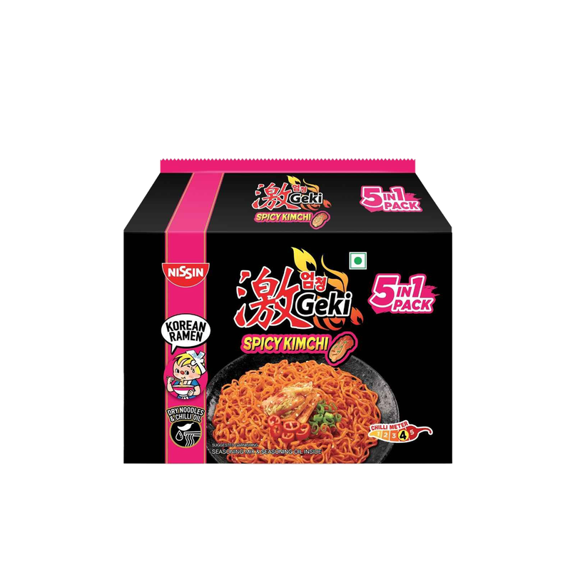 Nissin Geki - Spicy Kimchi Korean Ramen Noodles - 5 in 1 pack