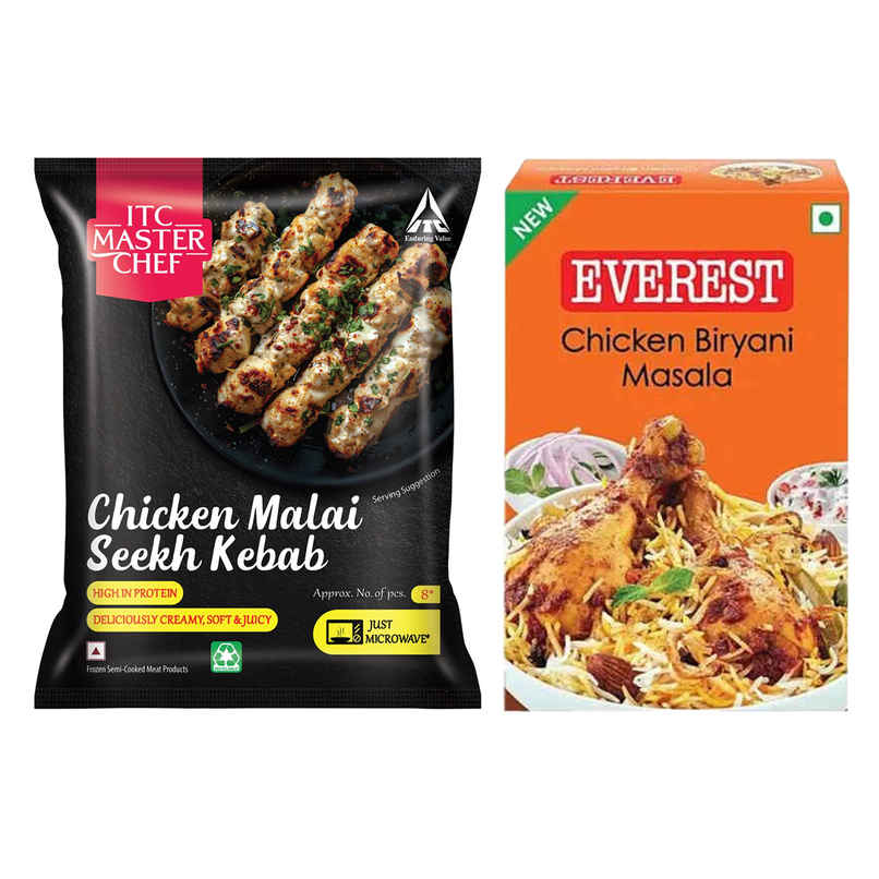 Itc Master Chef Chicken Malai Seekh Kebab (400g) & Everest Chicken Biryani Masala (50g) Combo