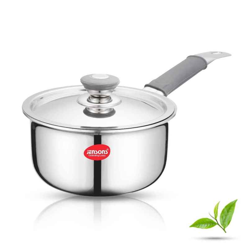 Jensons Stainless Steel Triply Saucepan With Lid 16 cm Induction Compatible Jensons Stainless Steel Triply Saucepan With Lid 16 cm Induction Compatible
