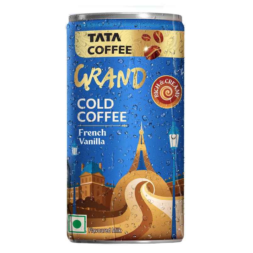 Tata Coffee Grand Ready To Drink Cold Coffee, French Vanilla, Flavoured Milk | Coffee Can