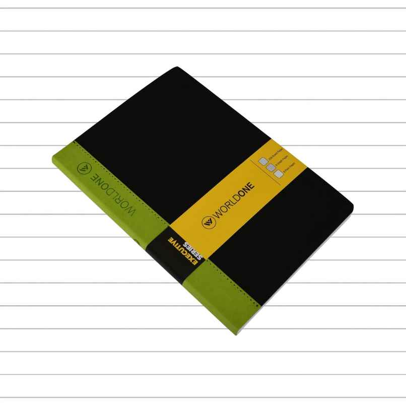 Worldone B5 Size Ruled Single Line Pu Executive Notebook (Olive Green, 224 Pages 14 x 22 cm)