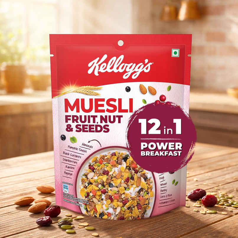 Kellogg's Muesli Fruit Nut and Seeds | 12 In 1 Power Breakfast | No Maida No Palm Oil