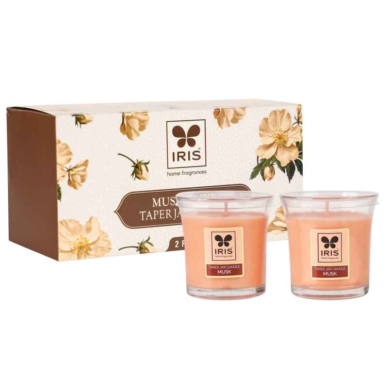 Elixr Taper Jar Candles | Musk | Pack of 2 | Aroma Candles | IRIS