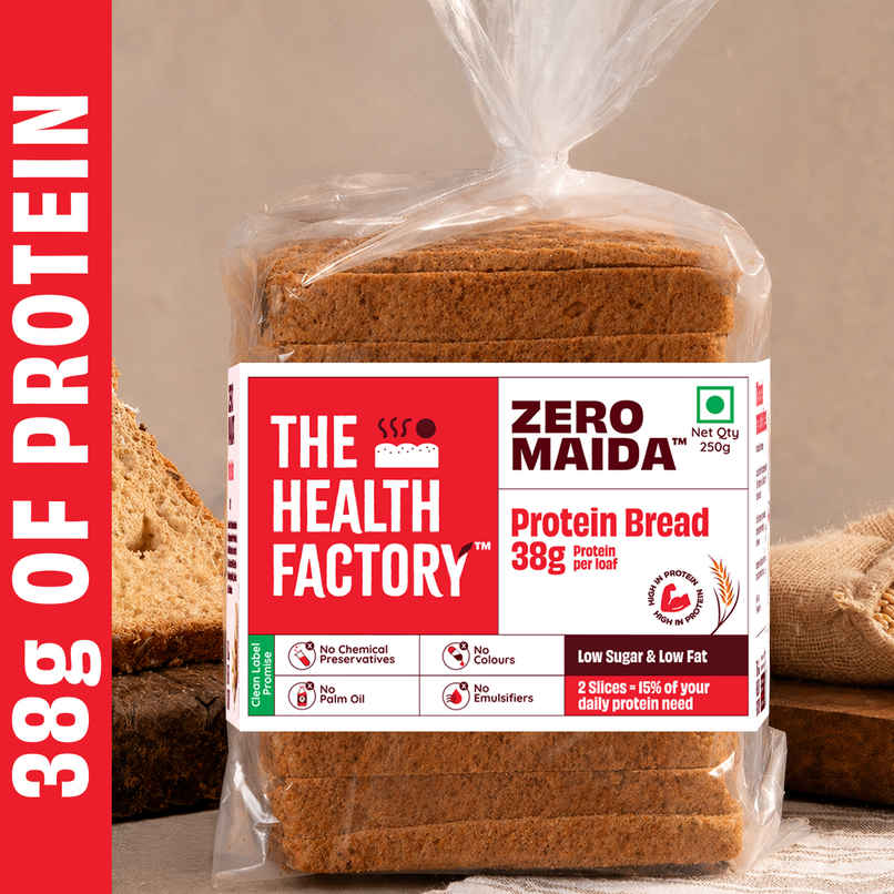 The Health Factory Protein Bread | Zero Maida | 38g High Protein | Whole Wheat Bread The Health Factory Protein Bread | Zero Maida | 38g High Protein | Whole Wheat Bread
