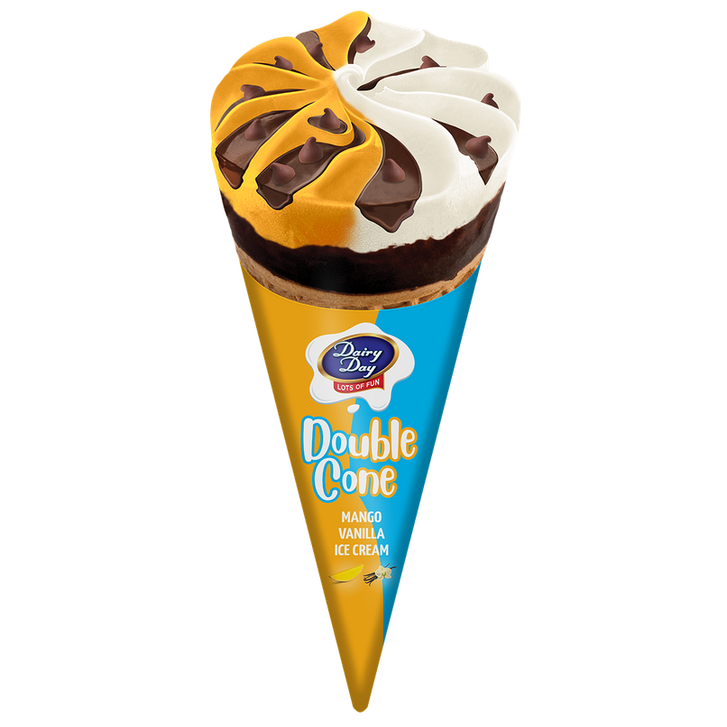 Dairy Day Double Cone Vanilla & Mango Ice Cream Cone