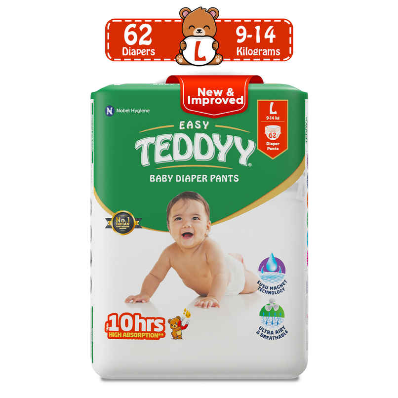 Teddyy Baby Pant Style Diaper | L | 62 pcs