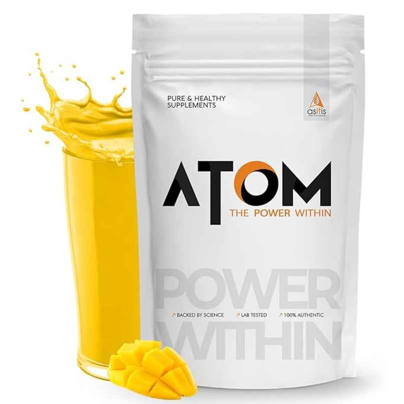 AS-IT-IS ATOM Whey Protein with Digestive Enzymes | mango fusion flavor | 27g protein
