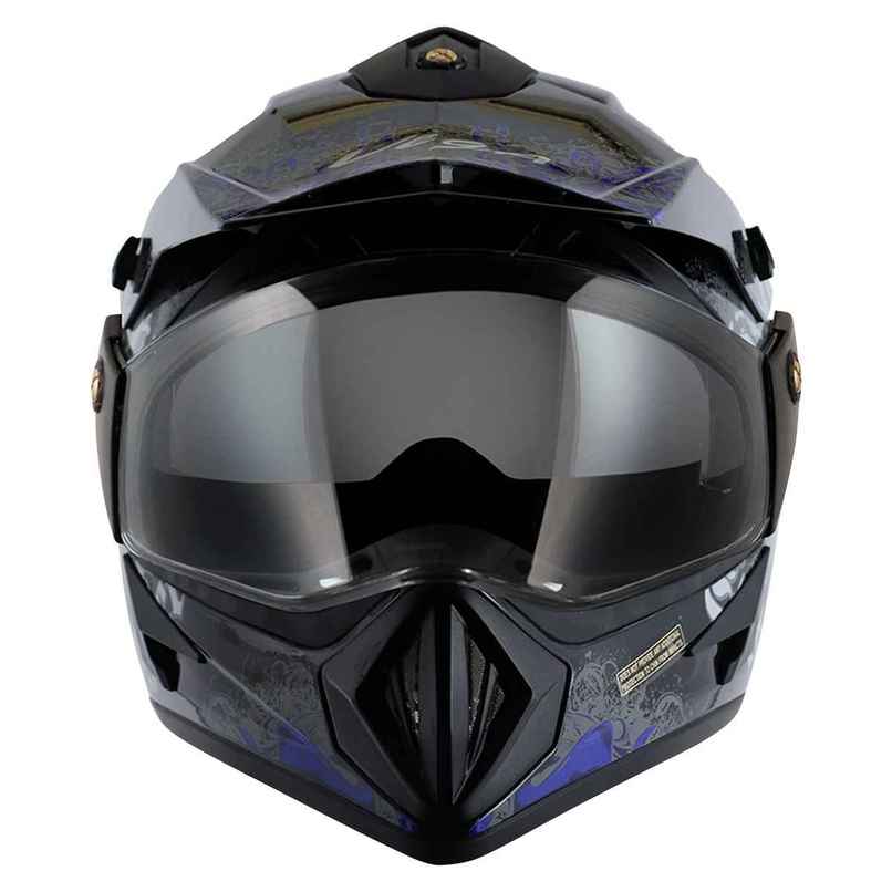 Vega Off Road D/V Gangster Lightweight Full Face Helmet- Black M.Blue - M Vega Off Road D/V Gangster Lightweight Full Face Helmet- Black M.Blue - M