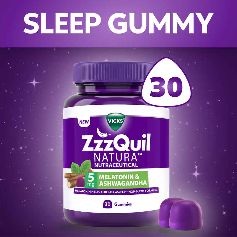 Vicks ZzzQuil Natura 30 Sleep Gummies, 5mg Melatonin + Natural Ashwagandha Vicks ZzzQuil Natura 30 Sleep Gummies, 5mg Melatonin + Natural Ashwagandha