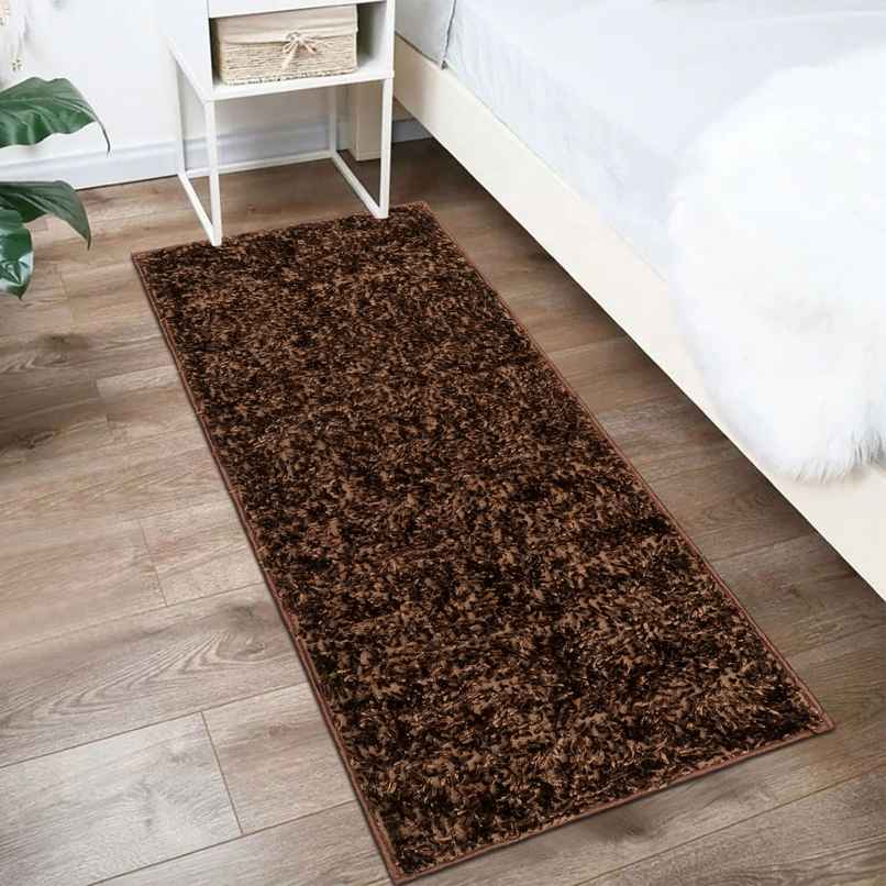 Homeharmony Anti- Skid Brown Furry Door Mat | 54 x 140 cm