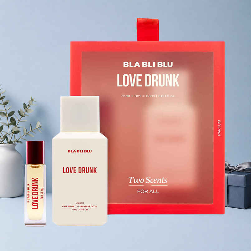BLA BLI BLU Love Drunk Perfume Set | 75 ml Spray & 8 ml Fragrance Oil | Cinnamon, Dates & Nut Notes BLA BLI BLU Love Drunk Perfume Set | 75 ml Spray & 8 ml Fragrance Oil | Cinnamon, Dates & Nut Notes