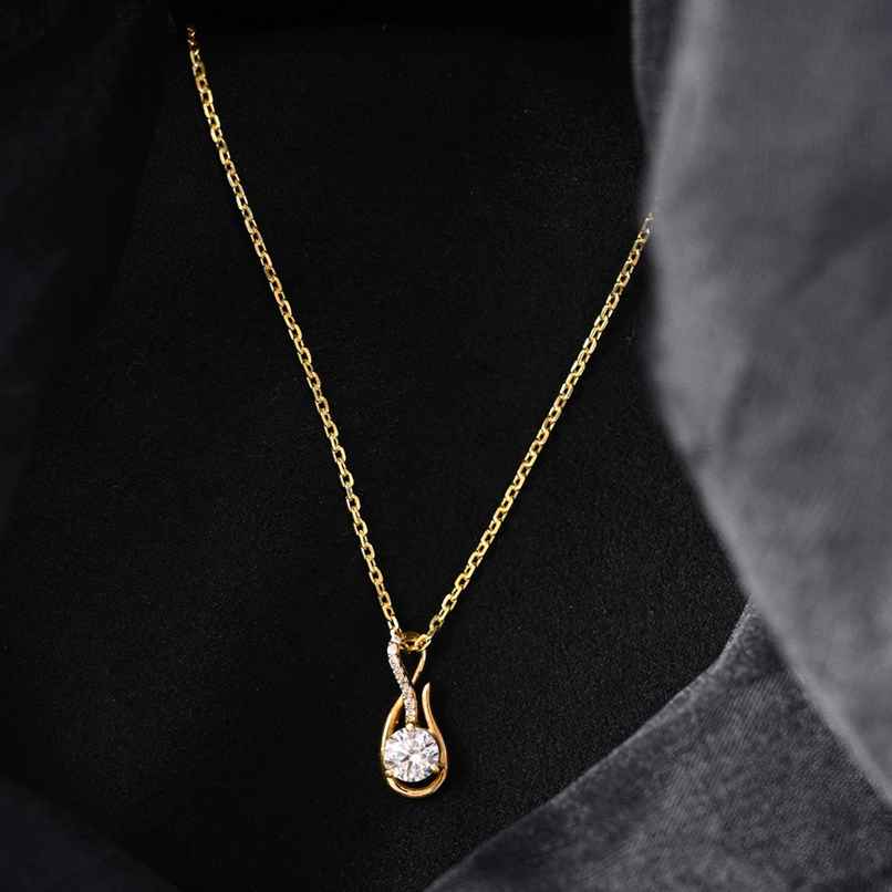 Clara 925 Sterling Silver Ceci Solitaire Pendant Chain Necklace | Gold Plated | Swiss Zirconia Clara 925 Sterling Silver Ceci Solitaire Pendant Chain Necklace | Gold Plated | Swiss Zirconia