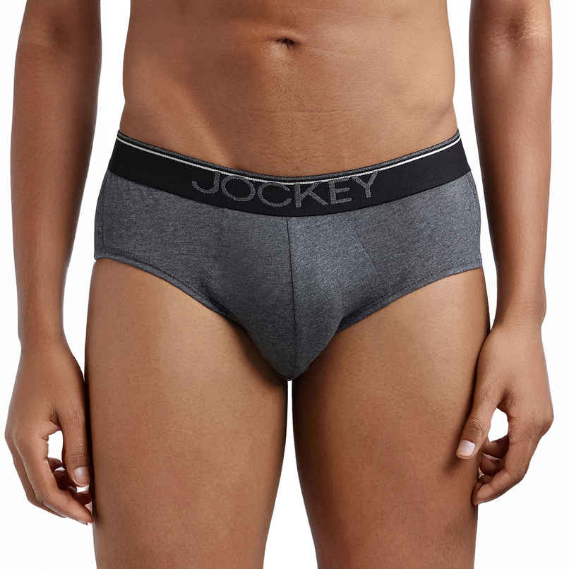 Jockey 8037 Men's Super Combed Cotton Underwear Solid Brief|Ultrasoft Waistband | Grey-S