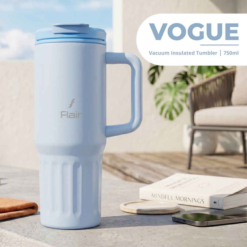 FLAIR Vogue 750 ML Insulated Stainless Steel Tumbler with Lid | Blue - 750 ml FLAIR Vogue 750 ML Insulated Stainless Steel Tumbler with Lid | Blue - 750 ml
