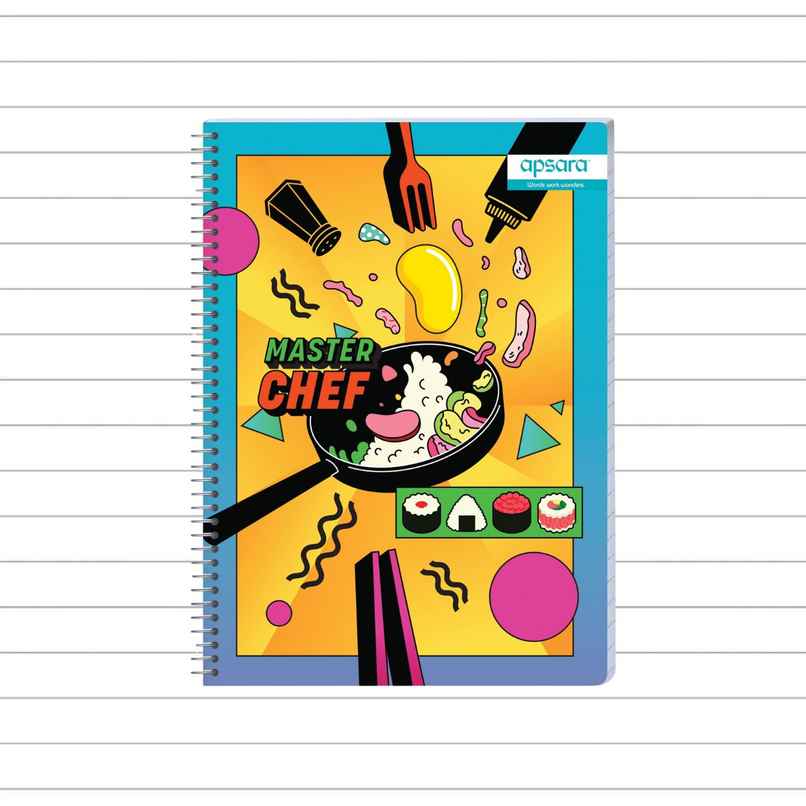 Apsara Spiral Notebook Blue Single Line 60 gsm | 24 x 18 cm | Royal Size, 302 Pages, Assorted