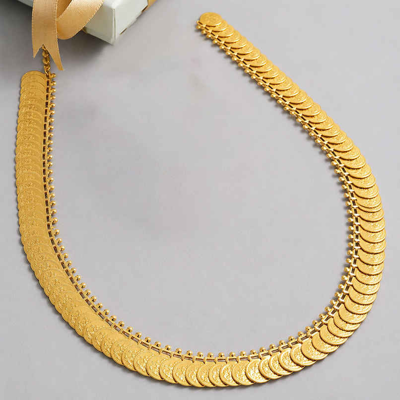 Zeneme Women's Gold-Plated South Indian Pink Lakshmi Kasu Coin Temple Necklace Zeneme Women's Gold-Plated South Indian Pink Lakshmi Kasu Coin Temple Necklace