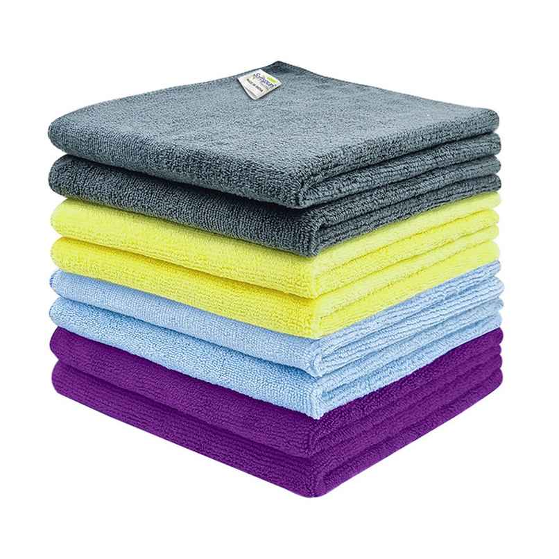 Softspun Microfiber Cleaning Cloths | 340 GSM, 40x40cm, 8pc, Multicolor | Assorted