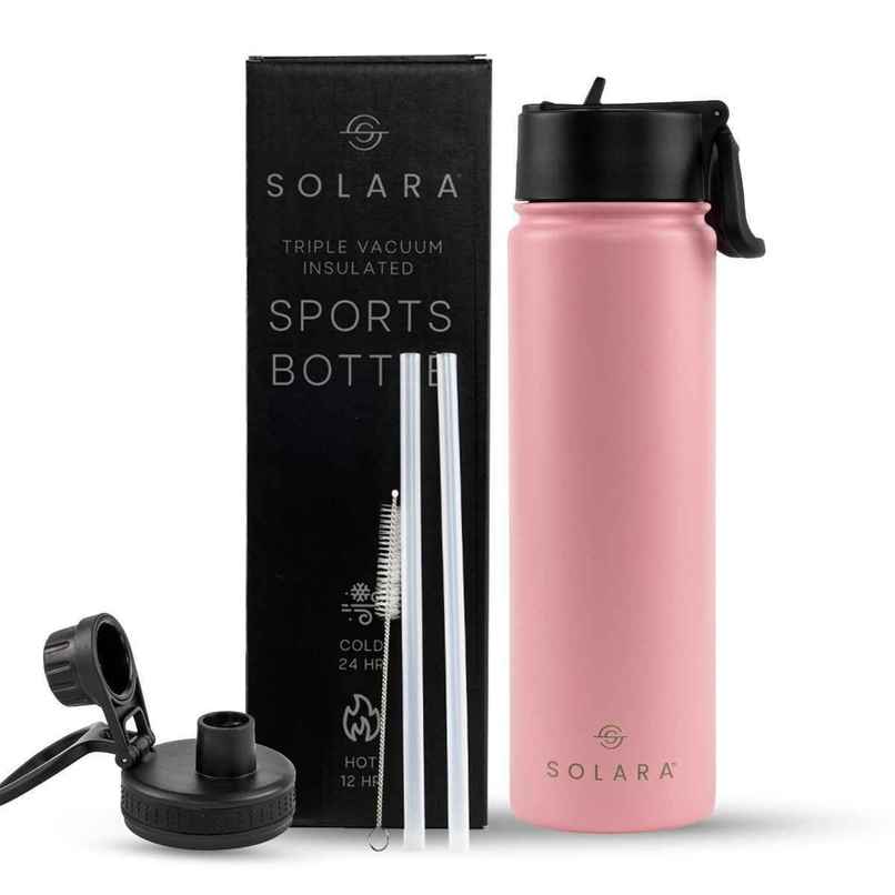 Solara Stainless Steel Insulated Water Bottle For Travel Office School Gym | Angel Pink | 650 ml Solara Stainless Steel Insulated Water Bottle For Travel Office School Gym | Angel Pink | 650 ml