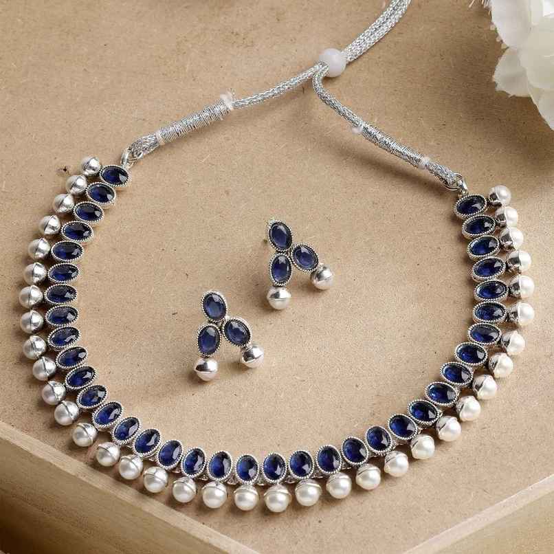 Zeneme Oxidised Silver Plated Traditional Jewellery Set For Women & Girls