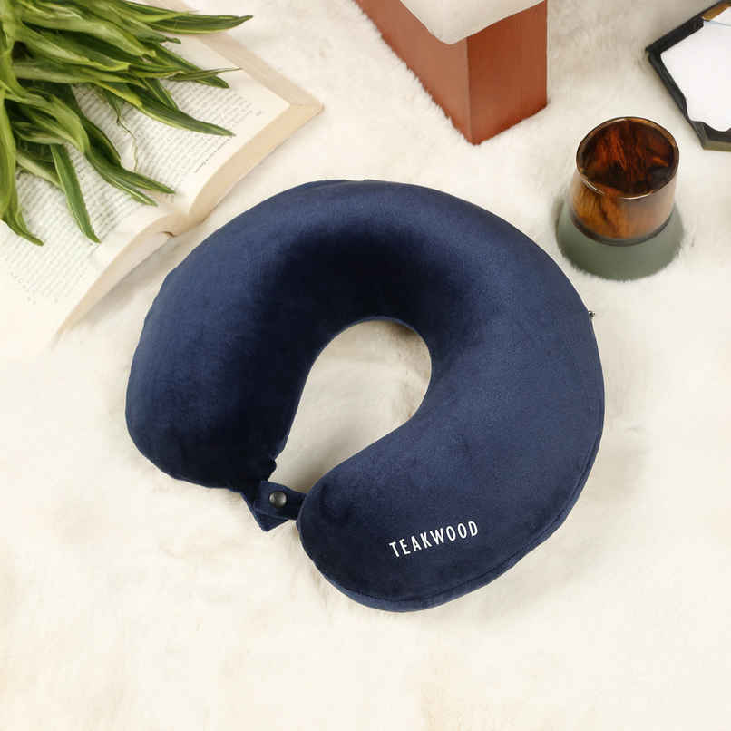 Teakwood Leathers Unisex Soft Foam U-Shaped Neck Pillow | Blue