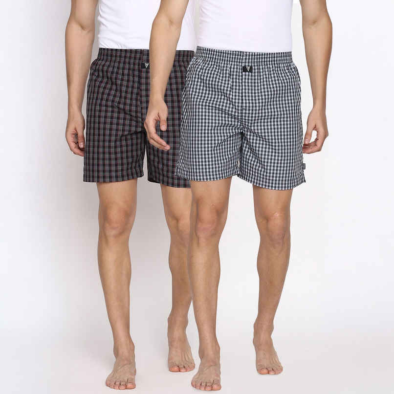 Van Heusen Apparel Men Combed Cotton Assorted Checkered Boxer Shorts | XL | Pack Of 2