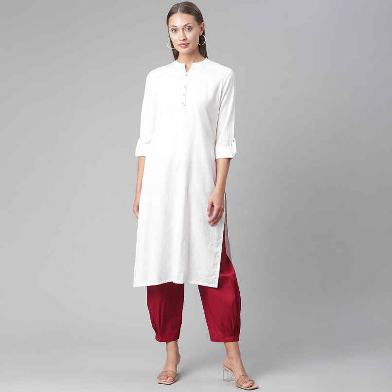 Divena women's White Solid Pure Cotton Straight Kurta DK0567 | L Divena women's White Solid Pure Cotton Straight Kurta DK0567 | L