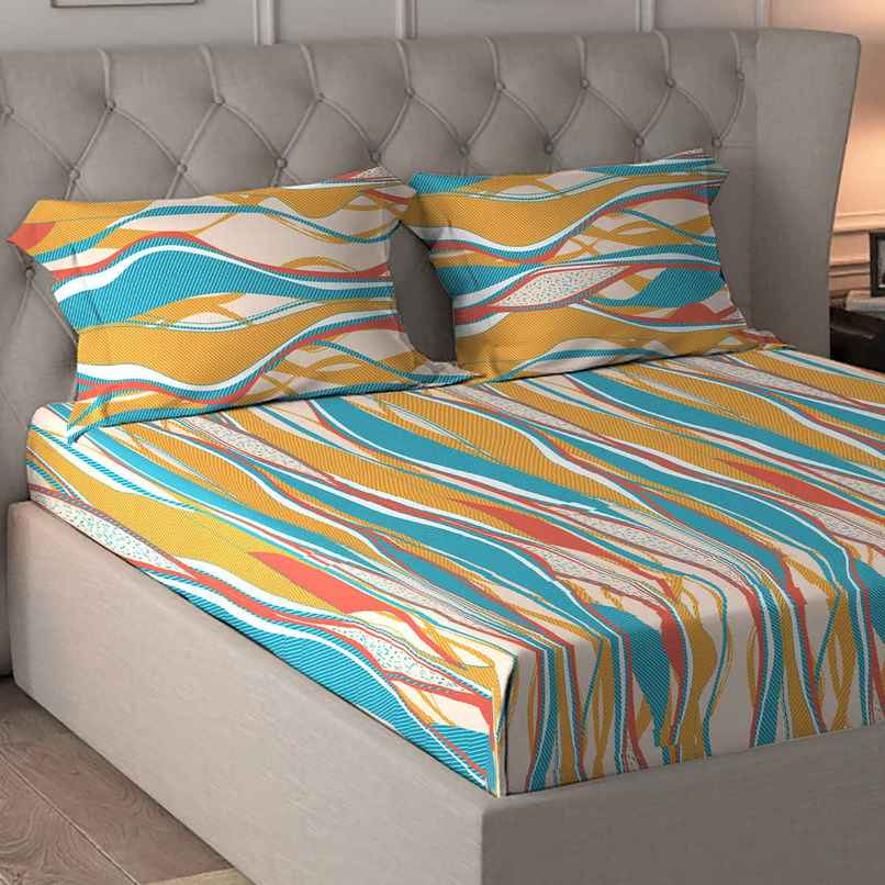 Home Elegance Zenith Microfiber Queen Size Bedsheet | Geometric | Multicolour | 100 in x 90 in Home Elegance Zenith Microfiber Queen Size Bedsheet | Geometric | Multicolour | 100 in x 90 in